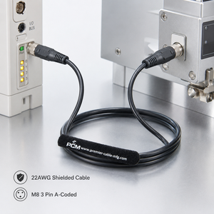 Câble d'extension de capteur M8 à 3 broches A-Code mâle-femelle 22AWG blindé IP67 étanche pour automatisation industrielle et actionneur - Product Image 3