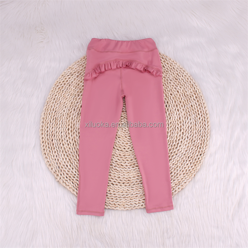 Custom Activewear Yoga Fitness Girls Ruffle Leggings Kids Sports Long Pants
