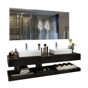 Hiện đại sang trọng đôi-treo lưu vực phòng tắm <span class=keywords><strong>Vanity</strong></span> với Thông Minh gương và đồng drainer - Product Image 4