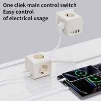 16A Multi-Way Indoor Office PD 25W Type C USB Barrette d'alimentation européenne avec interrupteur Prises de table Prise électrique Usage domestique