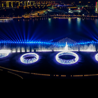 Fontaine musicale extérieure commerciale en acier inoxydable avec jets d'eau dansants, éclairage RGB, buses en acier inoxydable 304, garantie 2 ans