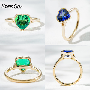 Starsgem Cổ Điển 14K Vàng Rắn Vàng Vòng Phòng Thí Nghiệm Grown Đá Quý 8X8Mm Hình Trái Tim Cho Đám Cưới - Product Image 1