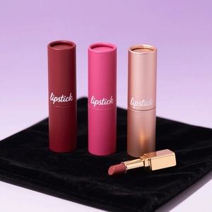 Cajas de Cartón de Alta Gama para Labiales Desechables, Personalizadas con Etiqueta Privada, para Cosméticos de Lujo, Color Rojo Mate - Product Image 1