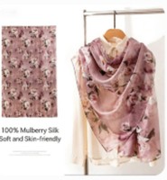 Nouveaux foulards en soie longs à imprimé animal beige pour le printemps et l'été - Doux pour la peau - Prix bas pour la vente en gros