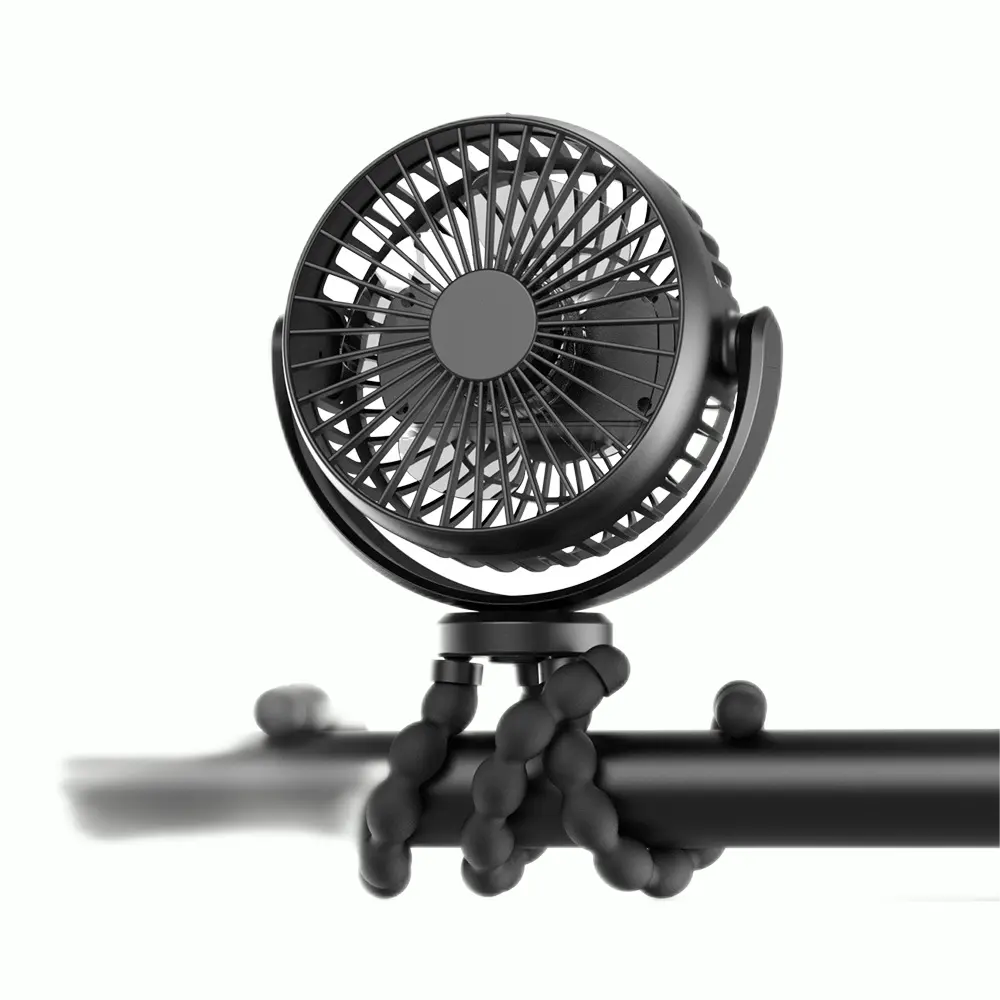 Ventilateur rotatif à piles, ventilateur de poussette avec 3 vitesses pour siège de voiture berceau vélo tapis roulant flexible trépied Clip sur ventilateur/