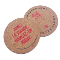 Vente en gros d'emballage de conception personnalisée circulaire carré absorbant l'eau impression 3D sous-verre en liège personnalisé sous-verre en liège de vin rouge