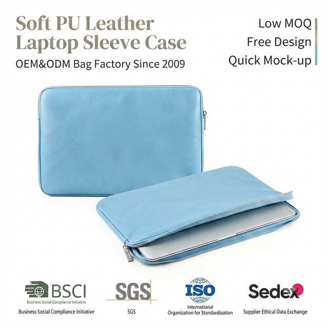 Factory Wholesale Luxury Pu Leather 11"13"14" 15.6 Inch Laptop Sleeve Bag Shock Proof Computer Handbag Protection Cover Case