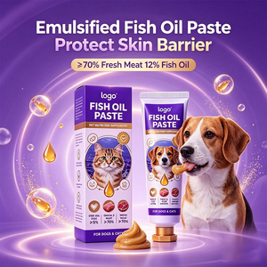 <span class=keywords><strong>Crème</strong></span> à l'huile de poisson émulsifiée avec saumon, thon, poitrine de poulet, lécithine, taurine, glucosamine, chondroïtine pour la peau et le pelage des chats et des chiens - Product Image 4