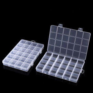 Caja de almacenamiento de plástico transparente, organizador de oficina rectangular con 24 compartimentos y tapa, contenedor de piezas de escritorio para artículos pequeños - Product Image 5