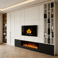 Insert de foyer à vapeur 3D personnalisable AFW110, foyer à brume d'eau en acier moderne encastré avec télécommande pour intérieur