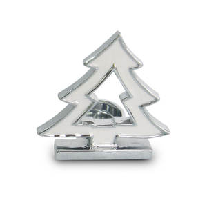 Portacandele Decorativo a Forma di Albero di Natale in Argento per Festività - Product Image 1