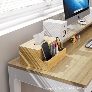 Caja de pañuelos de madera de bambú, organizador de almacenamiento de escritorio, madera maciza, para uso doméstico, dormitorio, cocina, oficina - Product Image 4