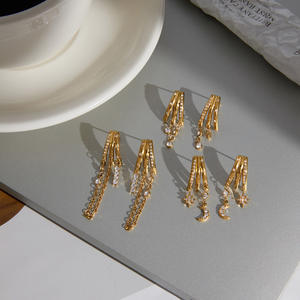 Boucles d'oreilles pendantes en acier inoxydable plaqué or pour femmes, bijoux de mode non irritants, vente en gros - Product Image 6