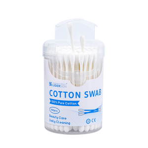 Bâtonnets de coton pour bébé, coton de haute qualité, 100 pièces/boîte, double tête ronde, bâtonnets de coton en papier, coton-tige avec boîte ronde - Product Image 3