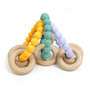 Puede ser un logotipo personalizado bebé lactancia orgánica bebé Collar Cuentas de silicona dentición madera sonajeros juguetes bebé mordedor - Product Image 6