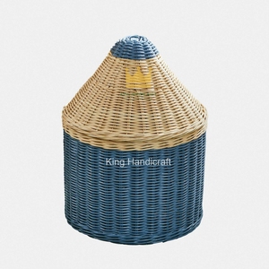 Hot Sale Rattan Storage <b>Basket</b> <b>with</b> Conical <b>Lid</b> Handmade Woven Organizer for Kid Room Nursery from Vietnam - Product Image 1