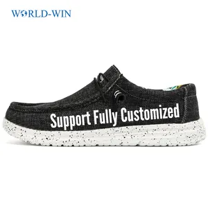 World-Win Original benutzer definierte Leinwand Schuhe lässige Boots schuhe Espa drilles Großhandels preis Männer schlüpfen auf Slipper