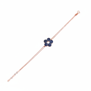 Sapphire CZ Stone Black Ink Design <b>Clover</b> Shape Charm Forse Chain Wholesale 925 Sterling Silver Fine Jewelry - Product Image 2