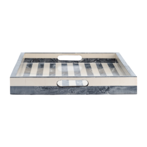 Vassoio da letto a righe con manici decorativi moderni, vassoio da caffè, vassoi portaoggetti per l'arredamento della casa - Product Image 6
