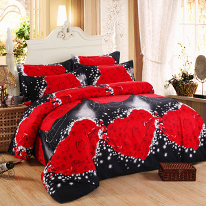 3D Printed <strong>Red</strong> Rose Floral <strong>Bedding</strong> <strong>Set</strong> 4 Pieces Linen Comforter Cover 100% Polyester for Hotels - Product Image 5