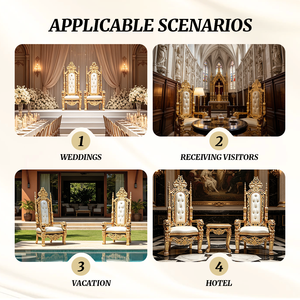 Chaises Trônes Roi et Reine Faits Main Blancs Thème Lion, Mobilier d'Événement de Luxe Moderne et Tendance Automne 2026 pour Mariages, Villas, Banquets, Parcs - Product Image 4