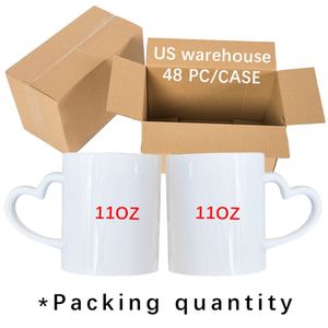 Mug en céramique personnalisé avec poignée en forme de cœur, 11 oz, pour sublimation, produit vierge pour la Saint-Valentin - Product Image 4