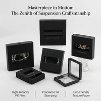 Boîte de présentation flottante 3D personnalisée avec logo, avec enveloppe en papier et suspension en film PE, pour bijoux (bague, bracelet, médaille) - Vente en gros