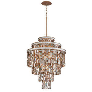 Gold <b>Crystal</b> Tiered <b>Chandelier</b> With Rectangular Beads E26 LED 2700K Warm Light For Living Room - Product Image 1