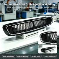 Grille avant automobile personnalisée, grille en maille plastique noir brillant avec garniture chromée, pièces extérieures automobiles moulées par injection personnalisées