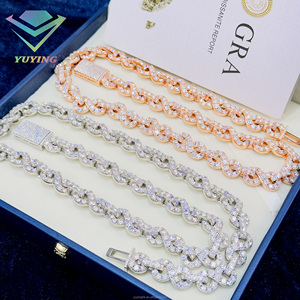 Bracelet/collier infini en argent 925 plaqué or 18 carats avec moissanite VVS Hiphop, certificat GRA, taille brillant ronde, sertissage griffe - Product Image 1