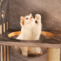 Villa pour chat en bois surdimensionnée de luxe avec griffoirs et roulettes, grande maison spacieuse pour chats d'intérieur et d'extérieur