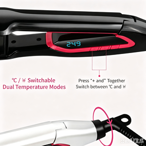 เครื่องหนีบผมเซรามิก LCD ระดับพรีเมียม ร้อนเร็วภายใน 30 วินาที แบบสองหัว ℃ / ℉   เตารีดผมแบบแบน แรงดันไฟฟ้าคู่ 100-240V สำหรับใช้ในบ้าน ร้านเสริมสวย และการเดินทาง - Product Image 3