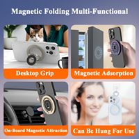 Support de téléphone magnétique rotatif et pliable en alliage ultra-fin personnalisé, anneau de maintien magnétique double face pour bureau multi-usages