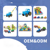 2025 derniers modèles agriculteur véhicule bleu tracteur jouet Friction éducatif main pousser tirer musique et lumières ingénierie voiture pour les enfants