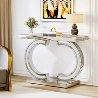 Table console moderne en métal avec miroir de 39 pouces, multifonctionnelle, pour l'entrée d'hôtel, le salon, le canapé et le couloir