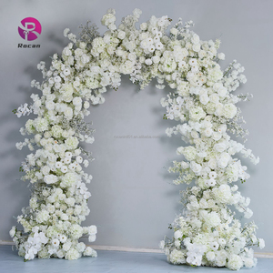 Arche de fleurs de mariage, toile de fond pour photos de mariage, cercle de 8 pieds, arrangement de fleurs blanches en rose et en gypsophile, chemin de table, fleurs décoratives de mariage - Product Image 5