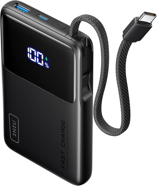 INIU Portable Charger Small 22.5W Type-C Fast Charging Li-Polymer Battery Power Bank 10000mAh Black