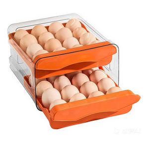Kitchen Plastic Egg Organizer <b>Fridge</b> Holder with Rotatable 6-Grid Design Eco-Friendly & Durable Flip Top Lids - Product Image 1