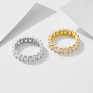 Anillo de Plata de Ley 925 de rodio brillante impresionante diamante 5A Zirconia cúbica mujeres boda compromiso promesa anillos - Product Image 5