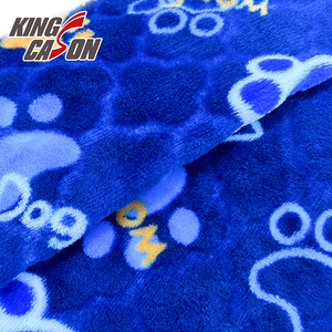 KINGCASON Manufacturer Wholesale Solid Customized Design Anti-pill Cute Paw Printed Flannel Fleece Fabric for Home Textiles - Product Image 1