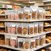 Sachets Doypack en aluminium à fenêtre transparente et haute barrière, de qualité alimentaire, avec fermeture à glissière refermable, pour noix, snacks et biscuits
