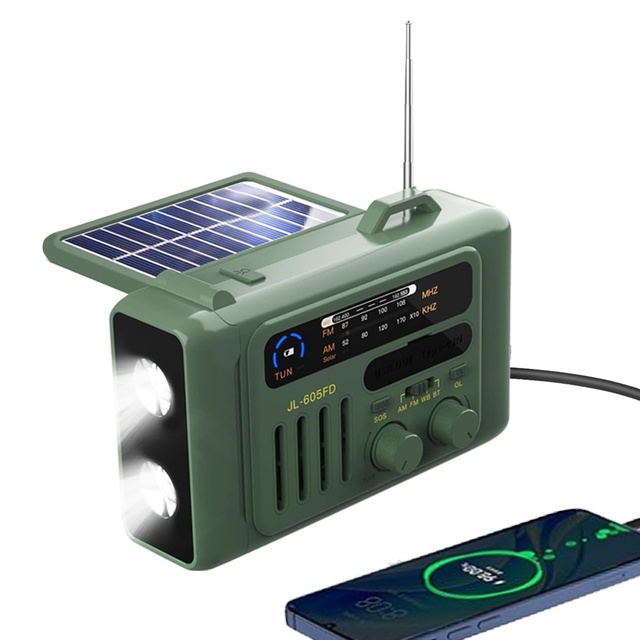 Multi-function Emergency Radio Hand-crank Solar Power for Speaker Battle-ready Flashlight Reading Light FM 87-108MHz