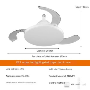 E27 Full Spectrum LED <b>Ceiling</b> Fan with <b>Light</b> & <b>Remote</b>, Retractable Blades, Motor, Memory Function, for Bedroom, Living & Dini - Product Image 2