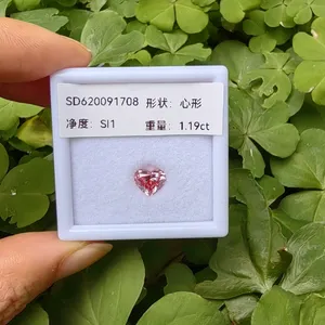 Diamante CVD cultivado em laboratório com corte de coração rosa de 1 quilate