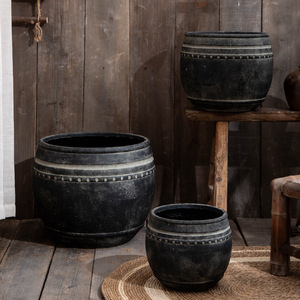 Jardinière de sol antique vintage de grand diamètre <span class=keywords><strong>Pot</strong></span> en argile violette pour la maison Plantation verte Fleur de boue de magnésium Arbre en caoutchouc <span class=keywords><strong>Eucalyptus</strong></span> - Product Image 2