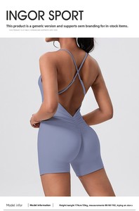 Nuova <span class=keywords><strong>Tuta</strong></span> <span class=keywords><strong>Intera</strong></span> da Yoga da Donna con Spalline Sottili Incrociate sulla Schiena, Maniche a Tre Quarti, Aderente, Senza Cuciture, in Spandex/Nylon, Lunghezza <span class=keywords><strong>Intera</strong></span> - Product Image 4