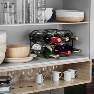 Nouveau Porte-Bouteilles à Vin Moderne de Style Méditerranéen Premium en Métal Noir pour 6 Bouteilles, Support de Comptoir Autoportant - Product Image 6