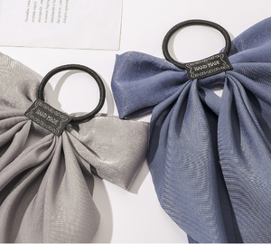 新款上市单层蝴蝶结天鹅绒长尾发夹后头纯色女孩头饰