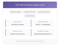 SJHY Z46 Ensemble de piliers de guidage carrés standard européen en acier trempé 20Cr, axe de centrage pour moule d'injection de précision