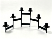 Candélabre pliable en métal à 6 bras, porte-bougie conique noir, petit volume d'emballage, décoration de centre de table pour mariage, fête à domicile